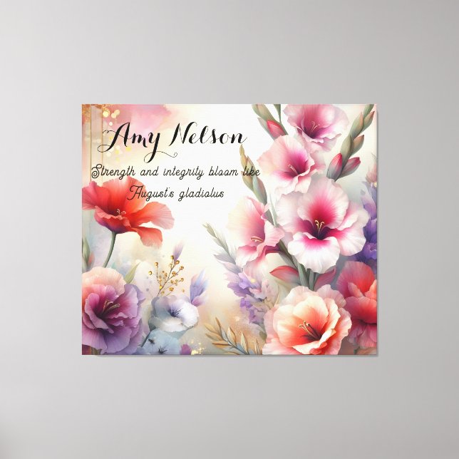 Personalized August Birthday Flowers Gift  Canvas Print (Front)