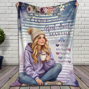 Personalized Aunt Blanket, Auntie Christmas Gift Fleece Blanket