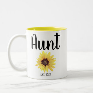 Personalized Aunt Est. Painted Sunflower Two-Tone Coffee Mug