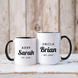 Personalized Aunt Monogram Mug<br><div class="desc">Modern minimalist typography design personalized with aunt's name and established date or any other custom text. Perfect custom keepsake for new aunts, uncles or other family members to announce you're expecting! Click Customize It to change fonts and colours and add your own text and photos. Add a different name or...</div>