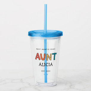 Personalized Aunt Retro Gift Best Auntie Ever Cute Acrylic Tumbler
