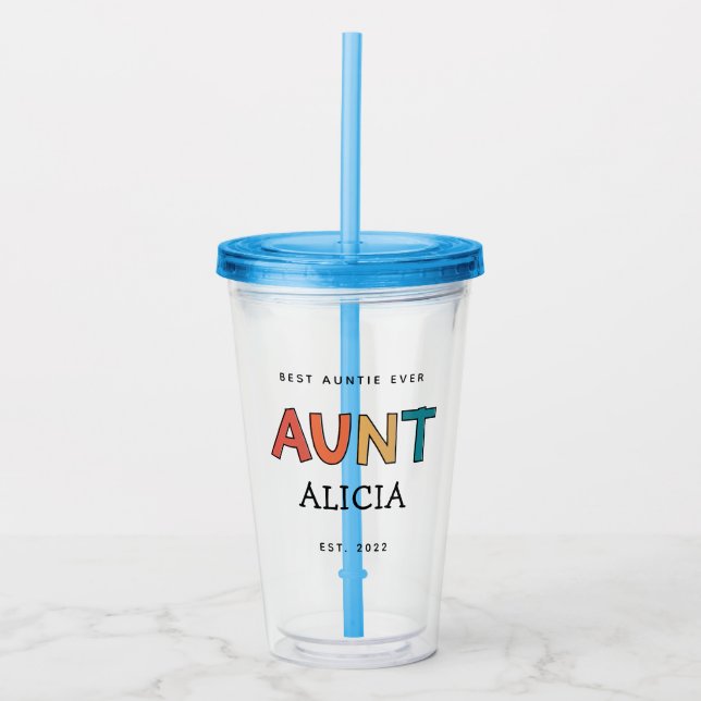 Personalized Aunt Retro Gift Best Auntie Ever Cute Acrylic Tumbler (Front)