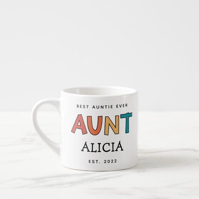 Personalized Aunt Retro Gift Best Auntie Ever Cute Espresso Cup (Left)