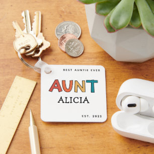 Personalized Aunt Retro Gift Best Auntie Ever Cute Keychain