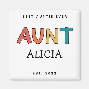 Personalized Aunt Retro Gift Best Auntie Ever Cute Magnet