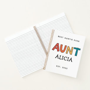 Personalized Aunt Retro Gift Best Auntie Ever Cute Notebook