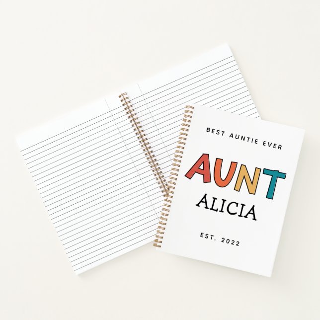 Personalized Aunt Retro Gift Best Auntie Ever Cute Notebook (Inside)
