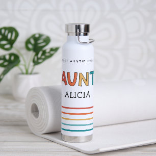 Personalized Aunt Retro Gift Best Auntie Ever Cute Water Bottle