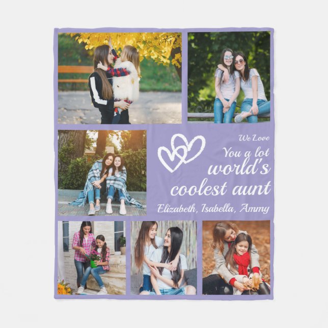 Personalized Aunt Violet 6 Custom Family Photo Fleece Blanket (Front)