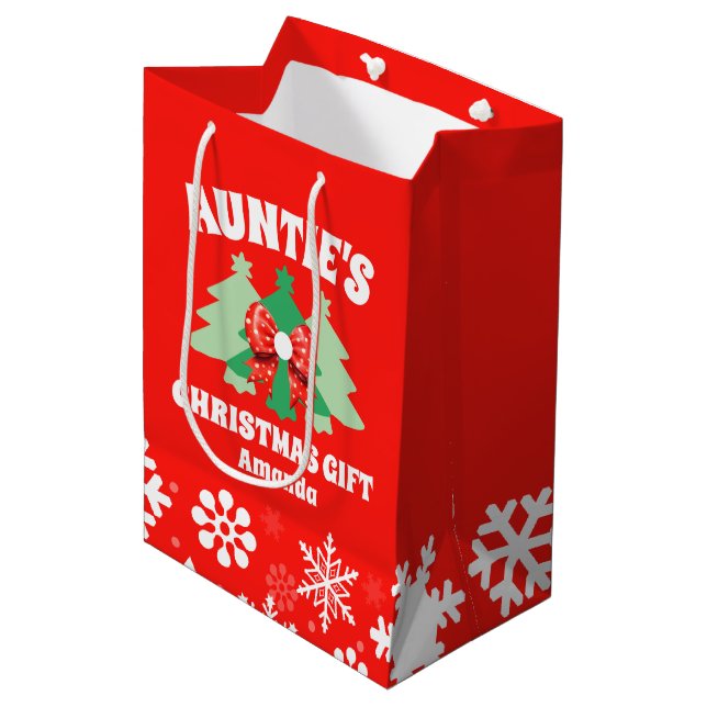 Personalized Auntie's Christmas Gift Medium Gift Bag (Front Angled)