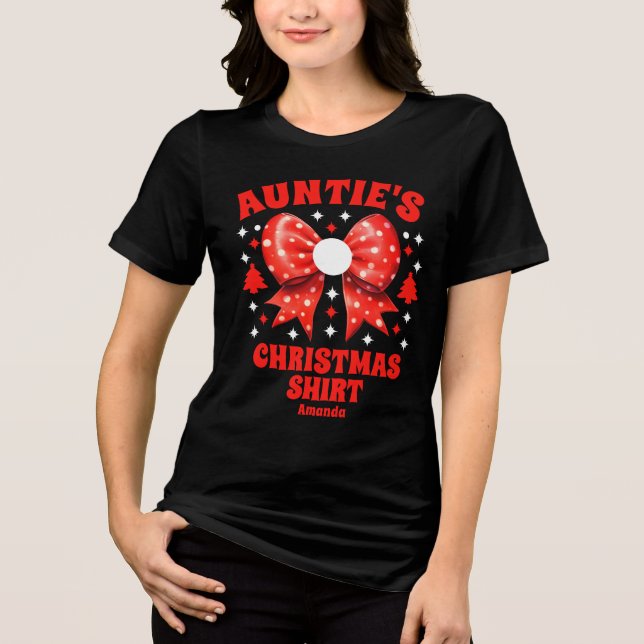 Personalized Auntie's Christmas Red Bow Shirt (Front)