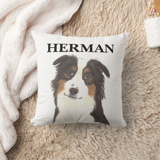 Personalized Aussie Australian Shepherd Reversible Throw Pillow (Blanket)