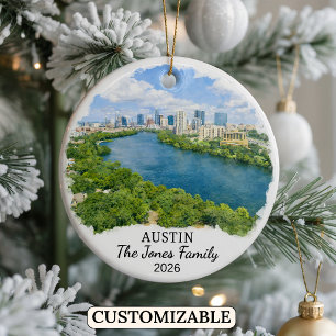 Personalized Austin Ornament, Custom Texas Ceramic Ornament