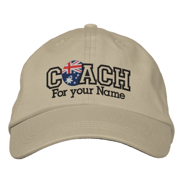 Personalized Australia Coach with your name Embroidered Hat (Front)