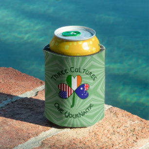 Personalized Australia Ireland USA Shamrock Can Cooler