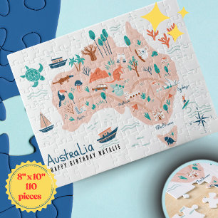 Personalized Australia Map Jigsaw Puzzle for Kids 