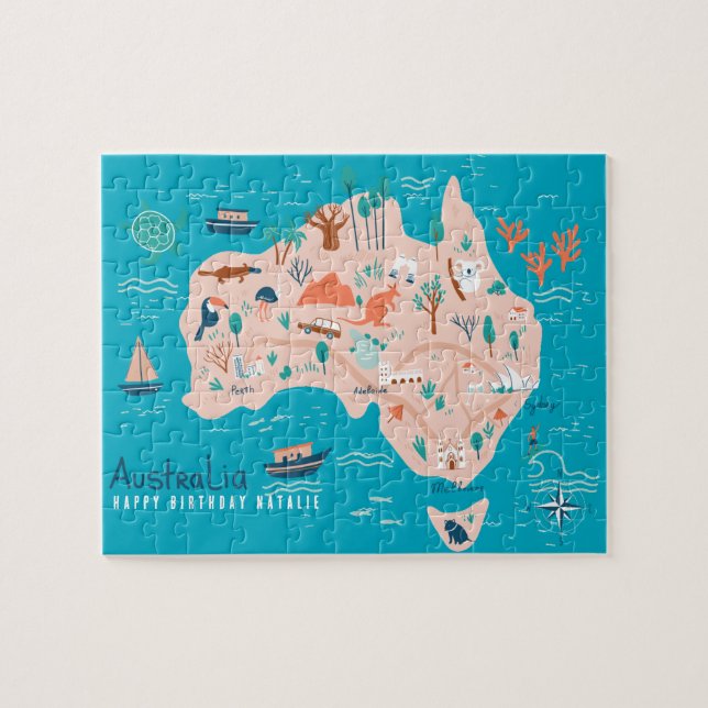 Personalized Australia Map Jigsaw Puzzle for Kids  (Horizontal)