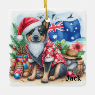 Personalized Australian Cattle Dog Christmas  Ceramic Ornament