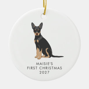 Personalized Australian Kelpie Dog First Christmas Ceramic Ornament