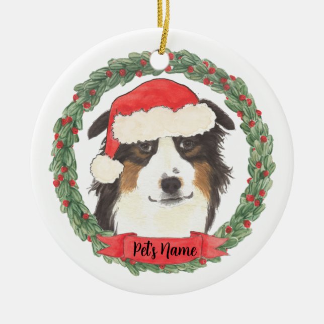 Personalized Australian Shepherd Ceramic Ornament (Front)