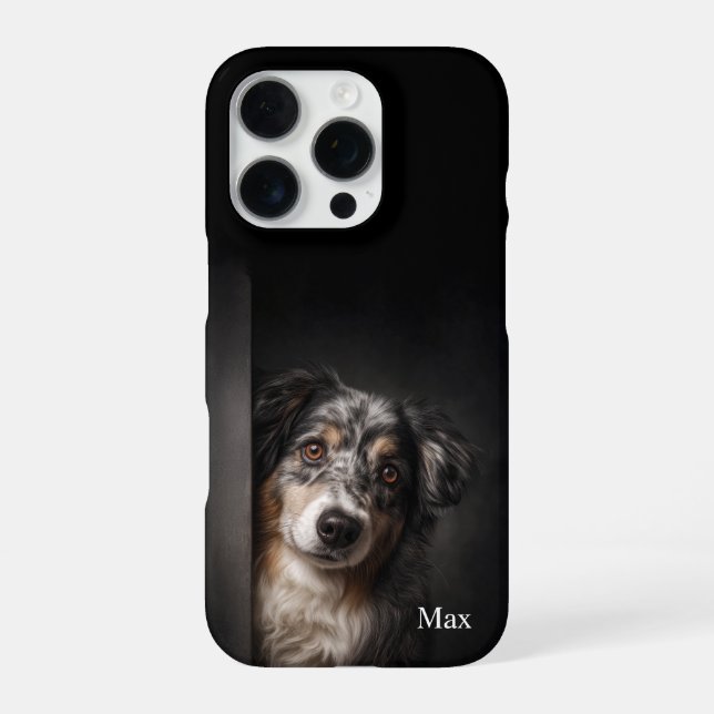 Personalized Australian Shepherd Portrait iPhone C Case (Back)