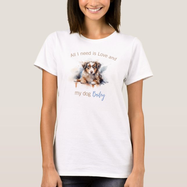 Personalized Australian Shepherd T-Shirt (Front)
