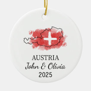 Personalized Austria Ornament, Austria Flag Gift Ceramic Ornament