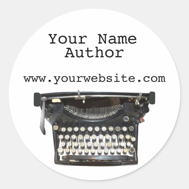 Personalized Author Stickers Typewriter Custom (Front)