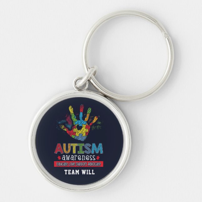 Personalized Autism Awareness Educate Advocate Keychain (Front)