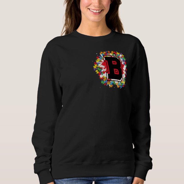 Personalized Autism Awareness Initial B Letter Mon Sweatshirt (Front)