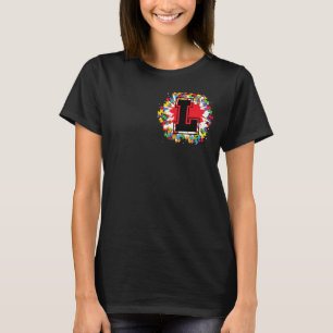 Personalized Autism Awareness Initial L Letter Mon T-Shirt