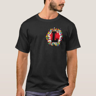 Personalized Autism Awareness Initial L Letter Mon T-Shirt