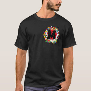 Personalized Autism Awareness Initial M Letter Mon T-Shirt