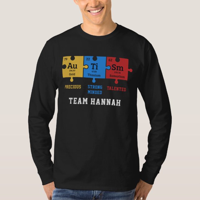 Personalized Autism Chemistry Elements Puzzles T-Shirt (Front)