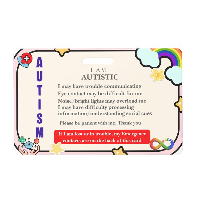 Personalized Autism ID Card – Emergency Alert Badge (Personalized Autism ID Card – Emergency Alert Badge)