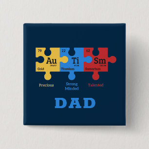 Personalized Autism Periodic Table Elements 2 Inch Square Button