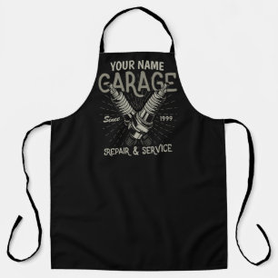 Personalized Auto Mechanic Garage Retro Spark Plug Apron