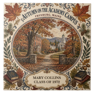 Personalized Autumn Academy Campus Fryeburg Maine Tile
