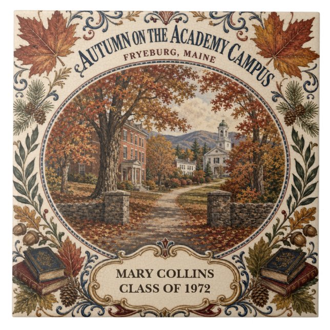 Personalized Autumn Academy Campus Fryeburg Maine Tile (Front)