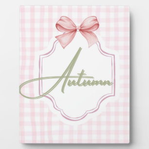 Personalized Autumn Baby Girl Nursery Bow&Gingham Plaque