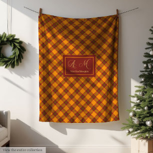 Personalized Autumn Blanket Trendy Colours Tartan