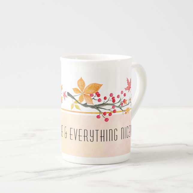 Personalized Autumn Bone China Mug (Front Right)