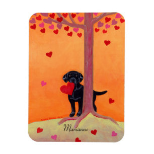 Personalized Autumn Colour Black Labrador Magnet