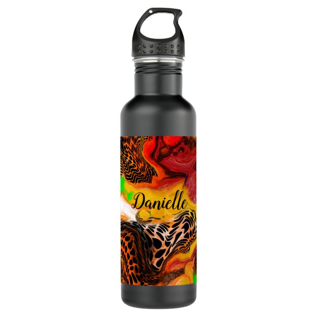 Personalized Autumn Colours Abstract Pour Painting 710 Ml Water Bottle (Front)