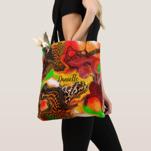 Personalized Autumn Colours Abstract Pour Painting Tote Bag