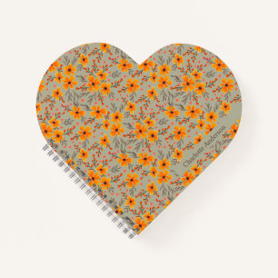 Personalized Autumn Fall Floral Pattern Notebook