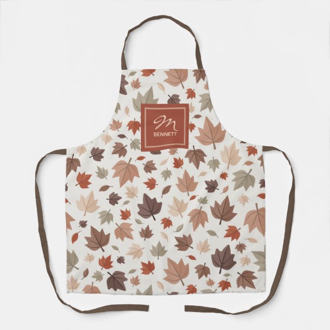 Personalized Autumn Family Name Monogram Apron (Front)