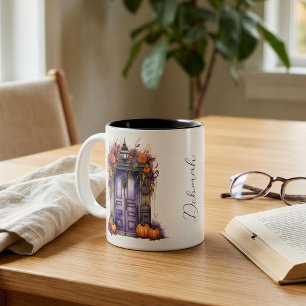 Personalized Autumn Front Door Fall Decor Two-Tone Coffee Mug