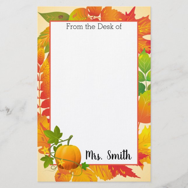 Personalized Autumn Harvest Stationery (Front)
