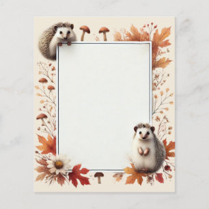 Personalized Autumn Hedgehog Notepaper